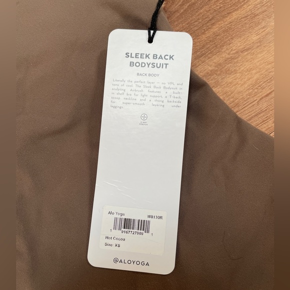 Alo Yoga Sleek Back Bodysuit Size XS Brown Hot Cocoa Racerback Thong NWT $108 - Picture 10 of 10